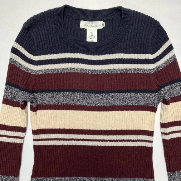 LOGG Striped Midi Sweater Dress w/ Crew Neck in Wool Blend Rib Knit Small - Picture 2 of 11